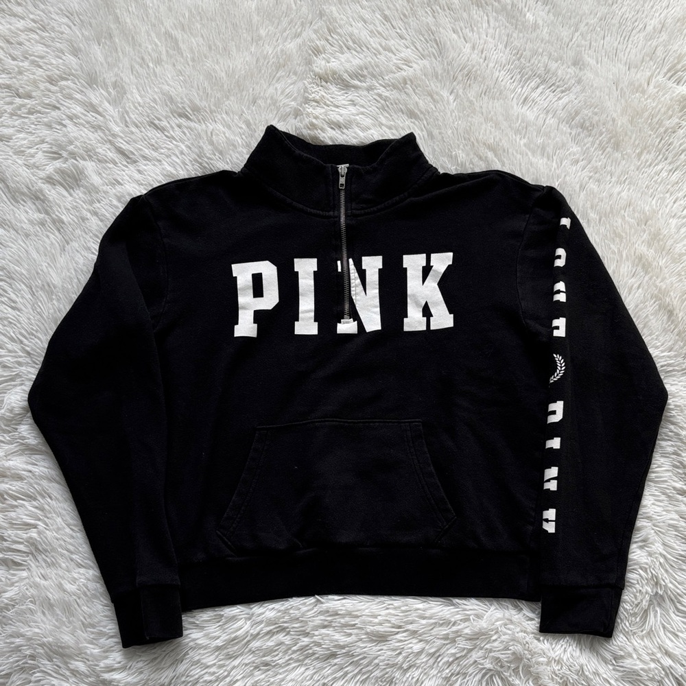 PINK Victoria's Secret Black Half-Zip Sweater